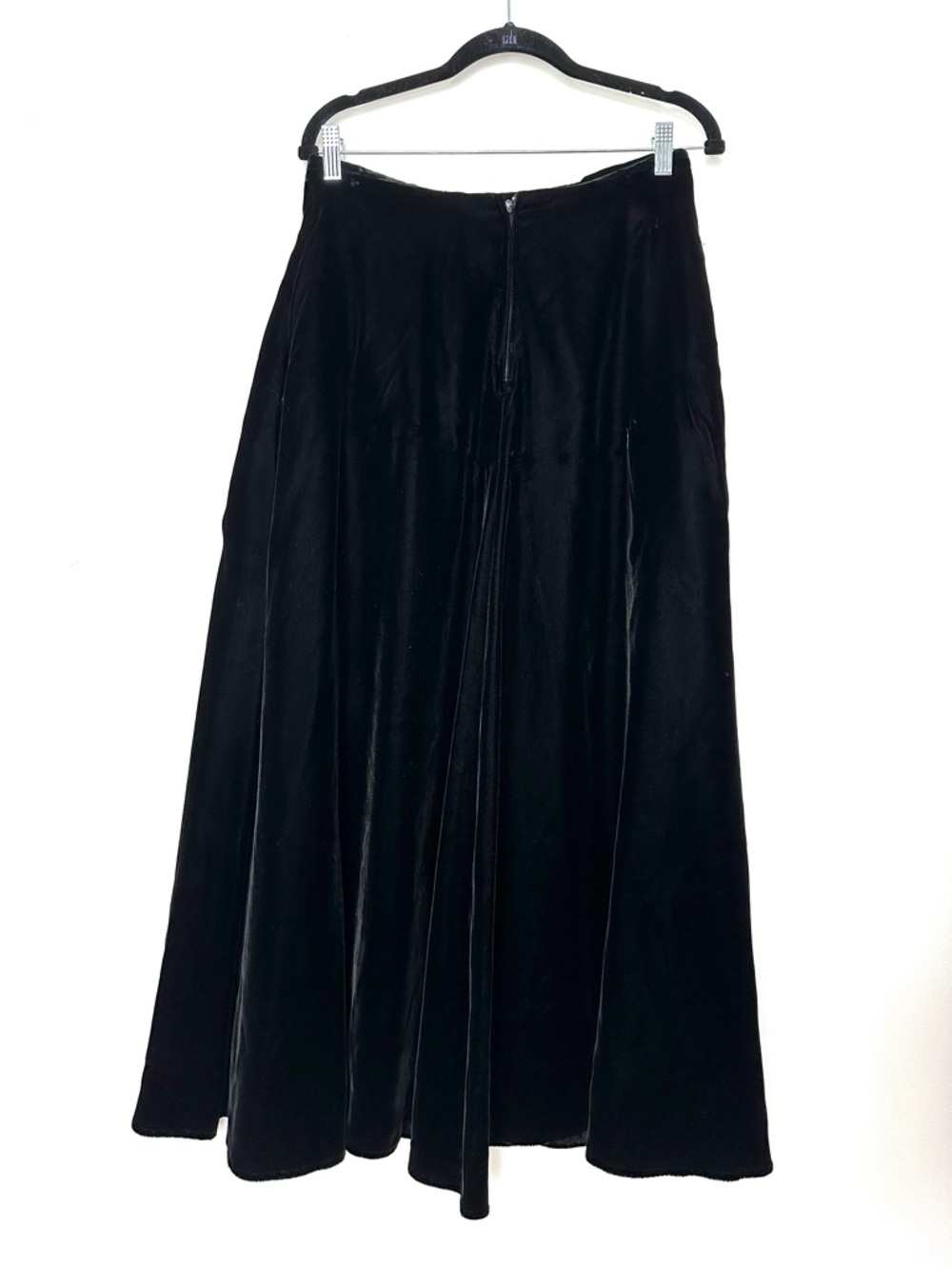 Whimsigoth Black Velvet Maxi Skirt Witchy Y2K Vampirecore Classic Minimalist - Picture 6 of 11